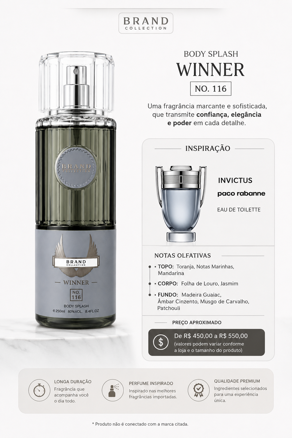 Body Splash Brand Collection Winner Nº 116 – Inspirado no Invictus